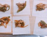 残った青椒肉絲で！バリバリ焼きワンタン作り方2写真