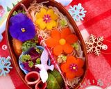 ビーフンと常備菜 お花 クリスマス弁当作り方1写真