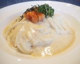豆乳仕立ての明太ごまクリームうどん作り方4写真
