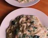 豆乳で作る♬うどんカルボナーラ作り方7写真