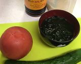 さっぱり副菜☆トマトとキュウリの甘酢あえ作り方1写真
