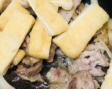 豚コマ切れ肉のスキ焼風あまから焼きうどん作り方3写真