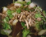 簡単昼食　白菜しめじ豚肉の牡蠣油炒め丼作り方6写真