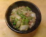 簡単昼食　白菜しめじ豚肉の牡蠣油炒め丼作り方8写真