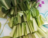簡単！豚肉と小松菜のレモン醤油炒め作り方1写真