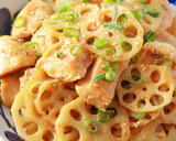 味付け1つ！むね肉とれんこんのコク旨炒め作り方8写真