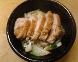 昼食　鶏もも肉照り焼きと白菜たっぷりの丼作り方8写真