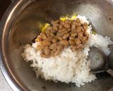 納豆とかき菜の胡麻和えのまぜご飯作り方3写真