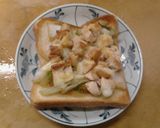 朝　鶏もも肉照り焼きと白菜のトースト　昼作り方4写真