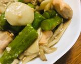 サーモン帆立アスパラの塩にんにく炒め★作り方10写真