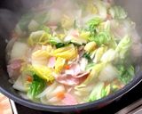 白菜とベーコンのクリームシチュー＋あさり作り方13写真