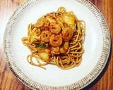 キムチとエビの韓国風焼きそば作り方4写真