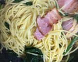 超簡単、ほうれん草ベーコンパスタ作り方4写真