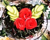 トマトの柊と海藻のクリスマスリースサラダ作り方15写真
