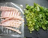 簡単！小松菜のベーコン卵炒め☆ソース風味作り方1写真