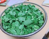 大根葉と豚みんちのゴマ油炒め作り方1写真