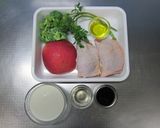 チキンとリンゴのグリル和風クリームソース作り方1写真