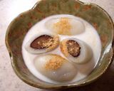 牛乳で練った白玉☆茶福豆入り作り方4写真