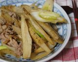 豚・葱・牛蒡の醤油、味醂で炒めたん作り方4写真