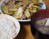 豚・葱・牛蒡の醤油、味醂で炒めたん作り方5写真