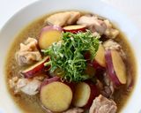 めんつゆバターで【サツマイモと鶏肉の煮物作り方5写真