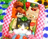 ハチワレ猫★クリスマス弁当♡キャラ弁作り方24写真