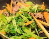 簡単♪セロリと牛肉のカレーケチャップ炒め作り方1写真