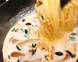 ブナクイーンとシーフードのクリームパスタ作り方5写真
