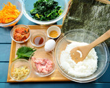 具だくさん！韓国風のり巻き（キムパ）作り方1写真