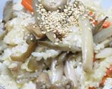 蓮根と鶏肉入りキンピラゴボウの炊きおこわ作り方17写真