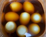 御節アレンジ☆数の子漬け汁で煮卵作り方1写真