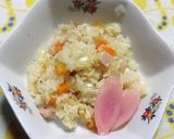 生ハムが入りピラフ風に変わる炊き込みご飯作り方5写真