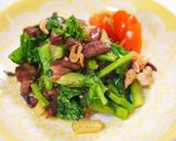 わんこ飯♪菜の花と小エビのペペロンチーノ作り方7写真