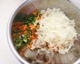 野菜多めなんちゃって煮込みハンバーグ丼作り方1写真
