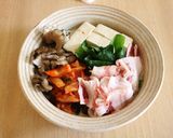 レンジで簡単　豆乳キムチチゲ作り方2写真