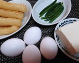 レンチンde簡単【玉子巾着と豆腐の煮物】作り方1写真