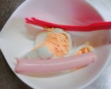 朝ごはん！魚肉ソーセージ入り卵トースト作り方1写真