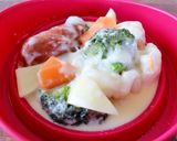 ウインナーと野菜のチーズ餅フォンデュ風作り方6写真