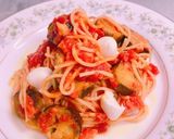 なすとモッツァレラチーズのトマトパスタ作り方9写真