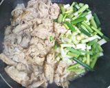 豚こま肉と青ネギで♡簡単オイル系パスタ作り方3写真