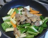 中国野菜パクチョイと牛肉の炒め作り方15写真