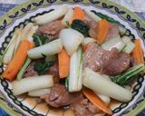 中国野菜パクチョイと牛肉の炒め作り方17写真