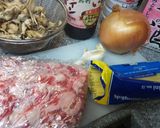 キッチンカロリー風ニンニク醤油牛肉パスタ作り方1写真