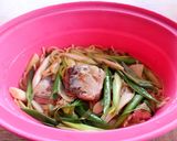 レンジで♪鯖の水煮缶まるごと！ネギパスタ作り方7写真