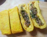 ねぎとミンチの甘辛そぼろ入り玉子焼き♪作り方17写真