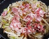 フライパンで豚肉とゴボウの柳川風鍋作り方8写真