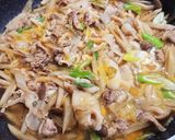 フライパンで豚肉とゴボウの柳川風鍋作り方9写真