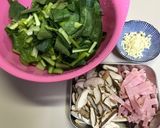 小松菜の和風大蒜バターパスタ作り方1写真