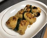 簡単おつまみ♪納豆チーズ餅巾着焼作り方6写真