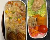 全てレンジ中華風梅シーフード風味炒飯弁当作り方16写真
